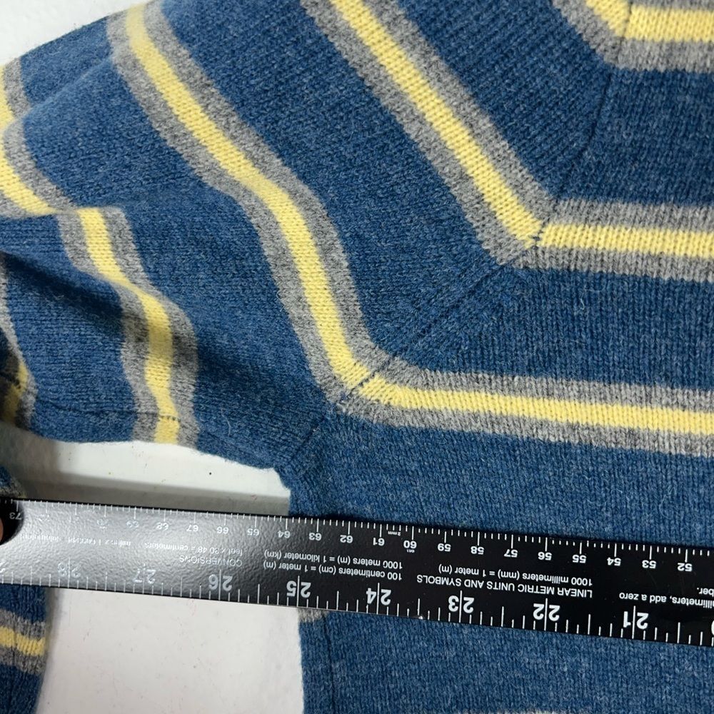 J.crew MENS lambswool sweater large blue yellow striped 61740 comfy cabin - Picture 7 of 9